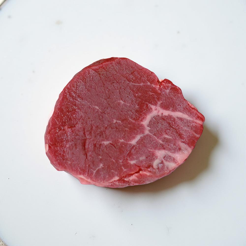 21-day dry-aged Beef Tenderloin on white marble